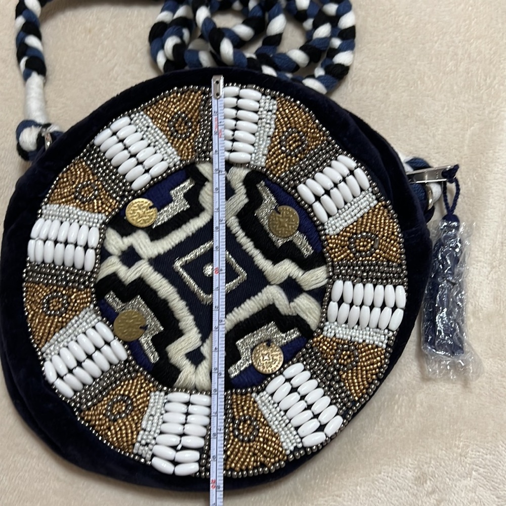 Blue Velvet, Heavily Beaded Mandala Beautiful America & Beyond Purse Bag